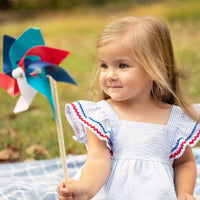 Load image into Gallery viewer, Seersucker Dress Striped Flutter Dress