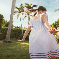 Load image into Gallery viewer, Seersucker Dress Striped Flutter Dress
