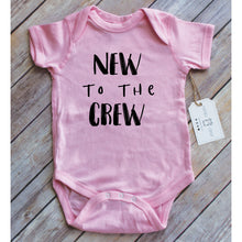 Load image into Gallery viewer, New to the Crew Onesie - Pink, Blue, White, &amp; Grey
