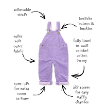Load image into Gallery viewer, Lilac Corduroy Overalls
