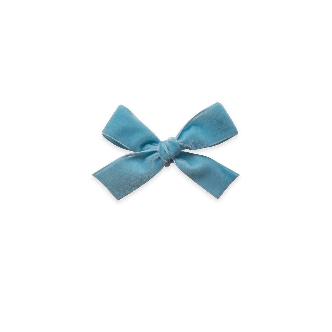 Velvet Hair Bow Clip - Baby Blue