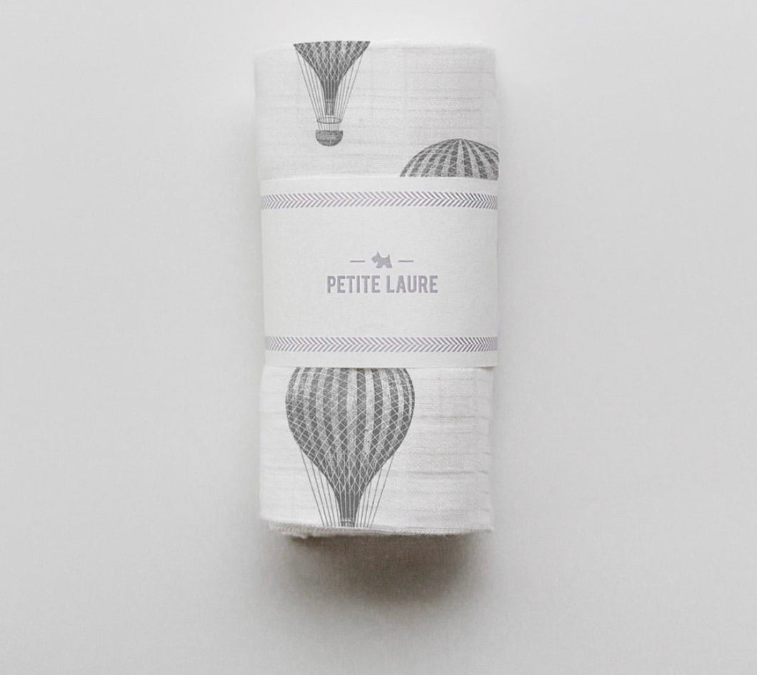 Baby Swaddle Dark Grey Hot Air Balloons
