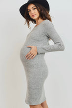 Load image into Gallery viewer, Heather Grey Maternity Round Neck Dress
