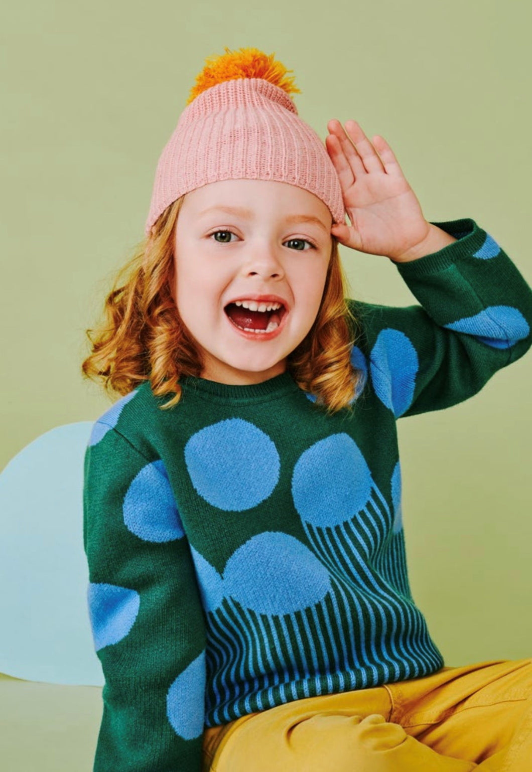 Pink Beanie with Orange Poof