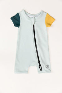 Zipped Romper - Color Block Blue